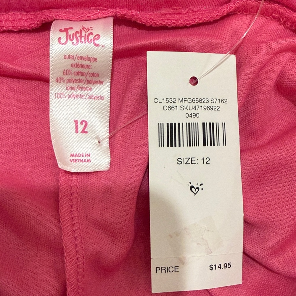 Justice Pink Sparkle Ruffle Skirt - Built in shorts - Size 12 - Picture 3 of 4
